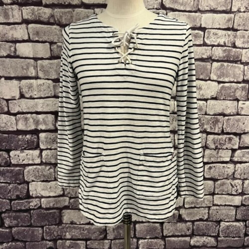 Tommy Hilfiger Navy & White Striped Long Sleeve Top Size SP
